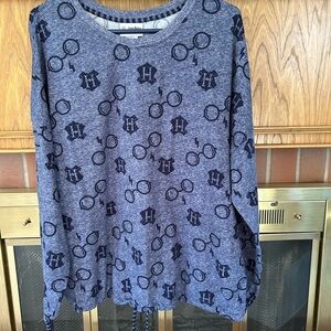 Harry Potter Blue Themed Long Sleeve Shirt drawstring hem plus size